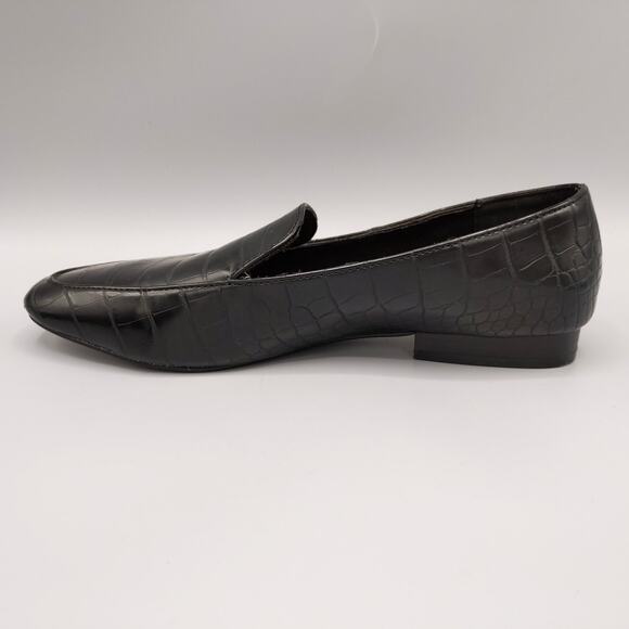 ASOS Design Mindy Mock Croc Embossed Loafers Size 5 US Black Faux Leather Flats - Picture 10 of 13